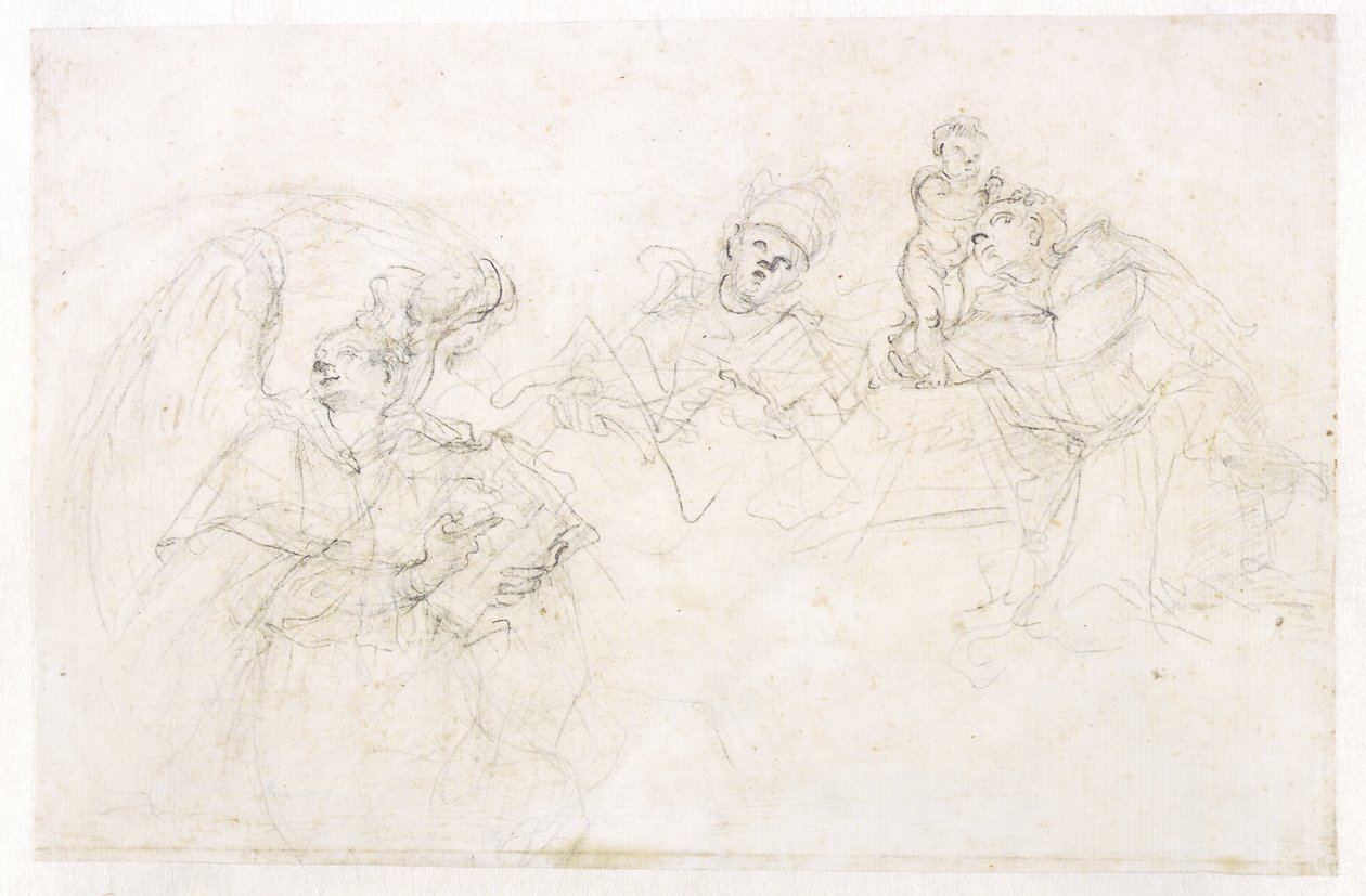 Tre helgener: Sts Vincent Ferrer, en pave og Antonius av Padova av Francesco Solimena