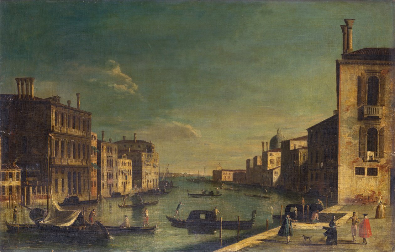 Canal Grande ser østover fra Campo San Vio mot Bacino (olje om bord)) av Francesco Tironi