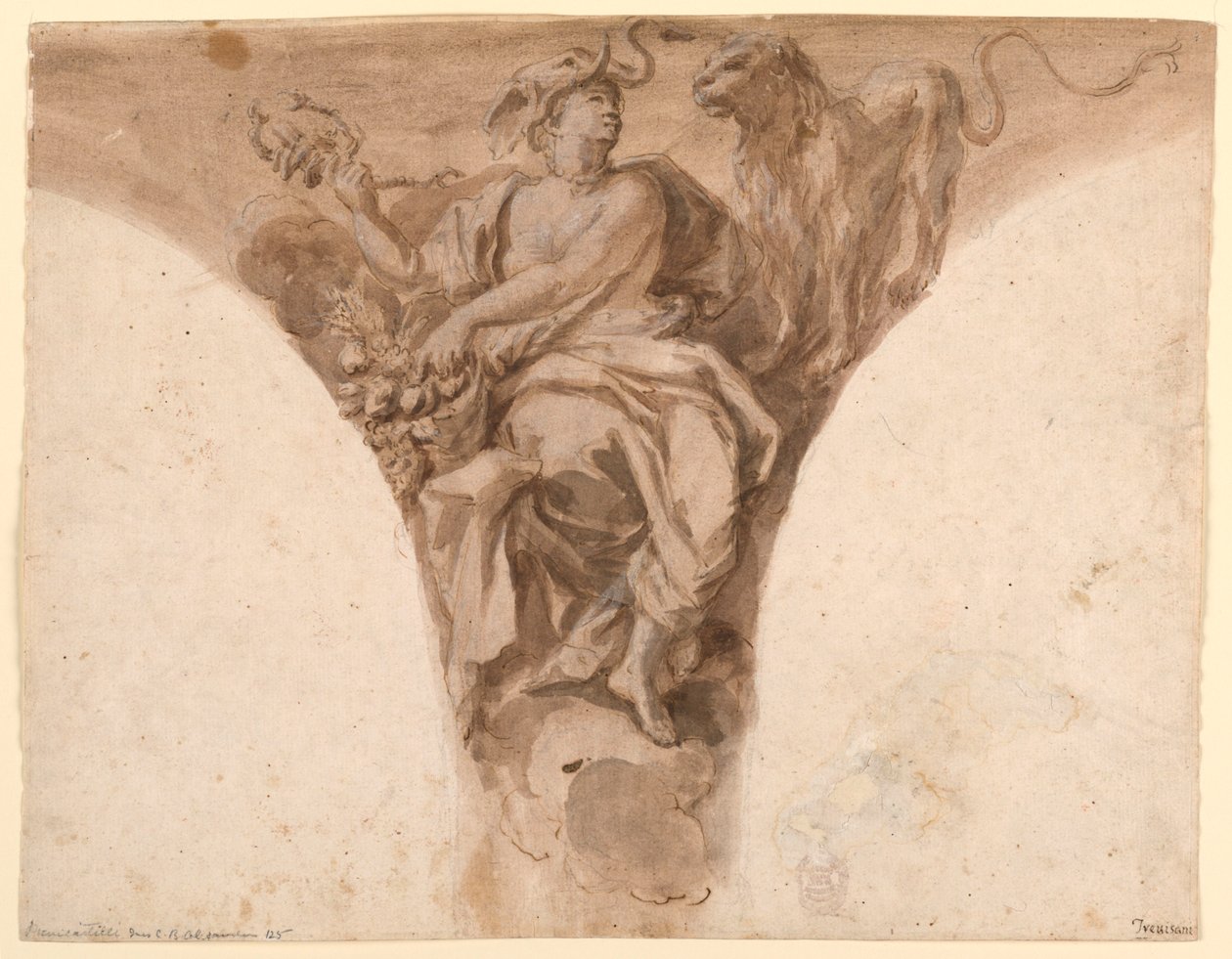 Africa, Design for a Pendentive in the Baptismal Vestibule of St. Peter’s, Roma av Francesco Trevisani