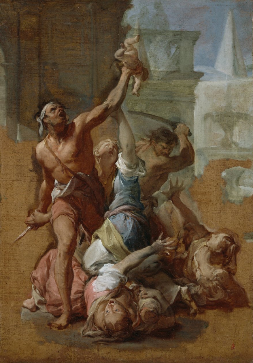 Studie for the Massacre of the Innocents, ca. 1700-10 (olje på lerret) av Francesco Trevisani