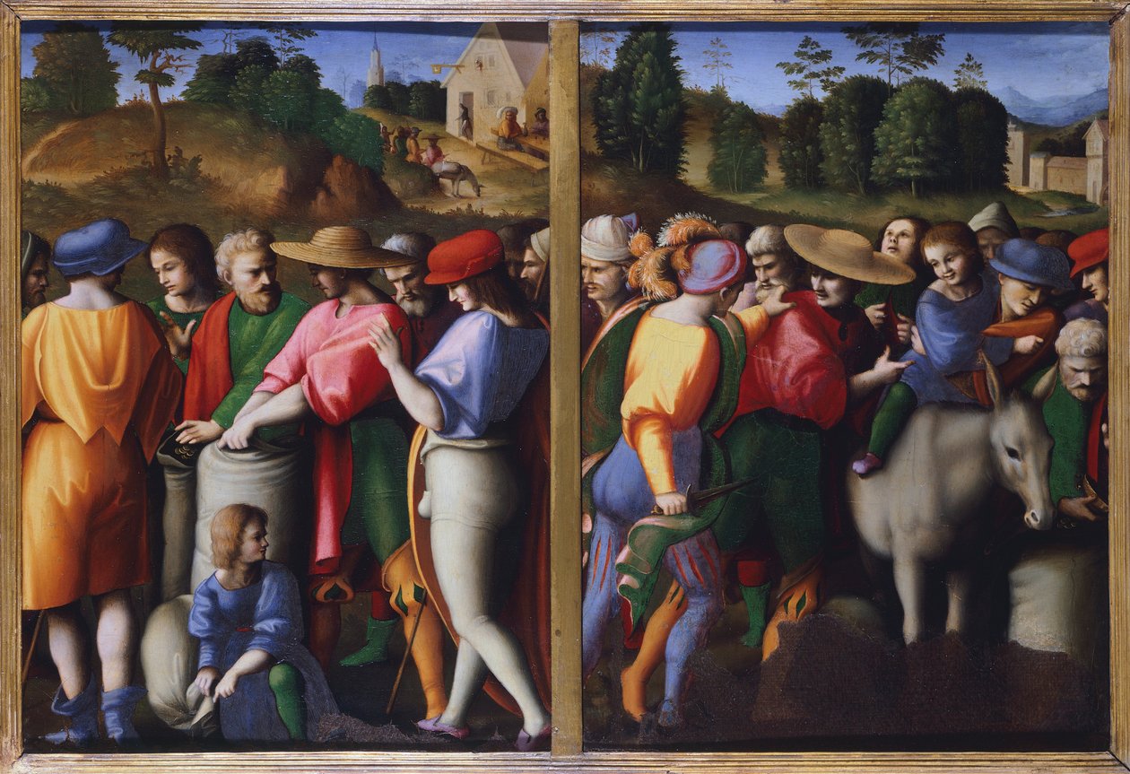 Historier om Joseph, av Bacchiacca (1494-1557), olje på panel, overført til lerret av Francesco Ubertini Il Bacchiacca