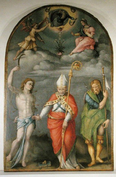 Bebudelse med hellige (olje på lerret) av Francesco Ubertini Verdi Bachiacca
