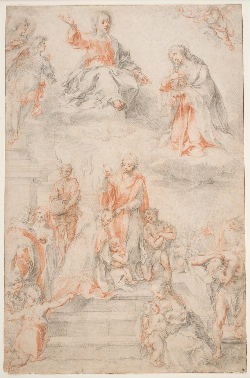 Den hellige Ansano døper Sieneserne, ca. 1593 (kritt på papir) av Francesco Vanni