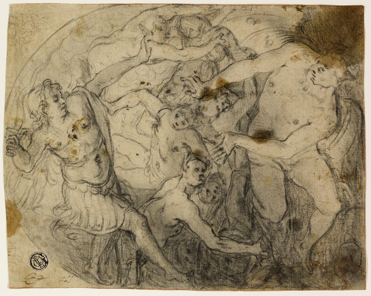 Studie for Saint Michael Casting Out Lucifer av Francesco Vanni