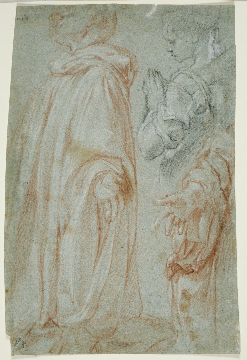 Tre studier for den oppstandne Kristus tilbedt av en kvinnelig hellig og San Silvestro Gozzalini, 1607 av Francesco Vanni