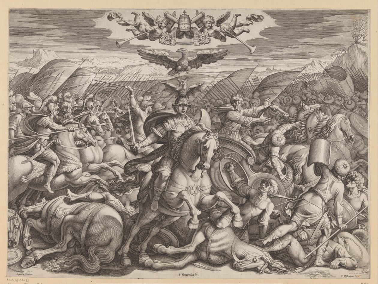 Slaget ved Gaugamela av Francesco Villamena