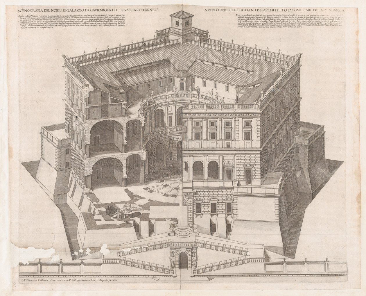 Mirror of Roman Magnificence: Farnese Palace, 1500-tallet., 1500-tallet. av Francesco Villamena