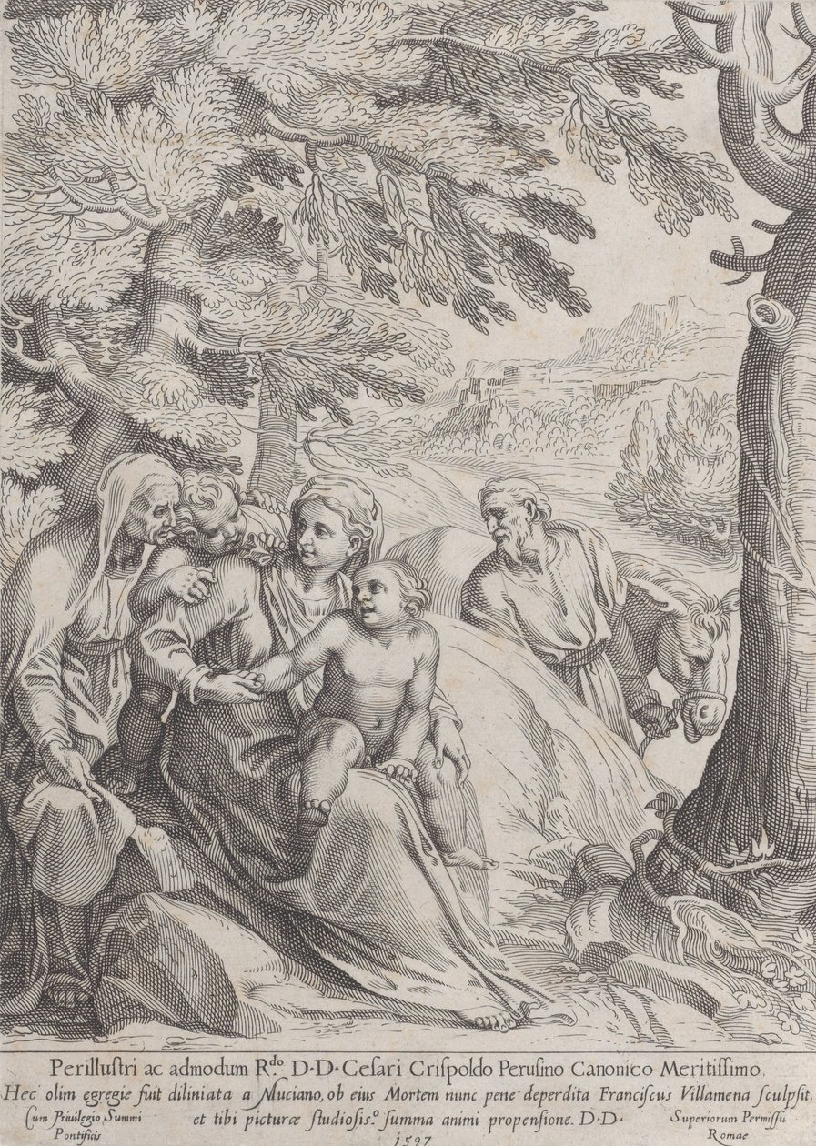 Resten på flyturen til Egypt, 1597. av Francesco Villamena
