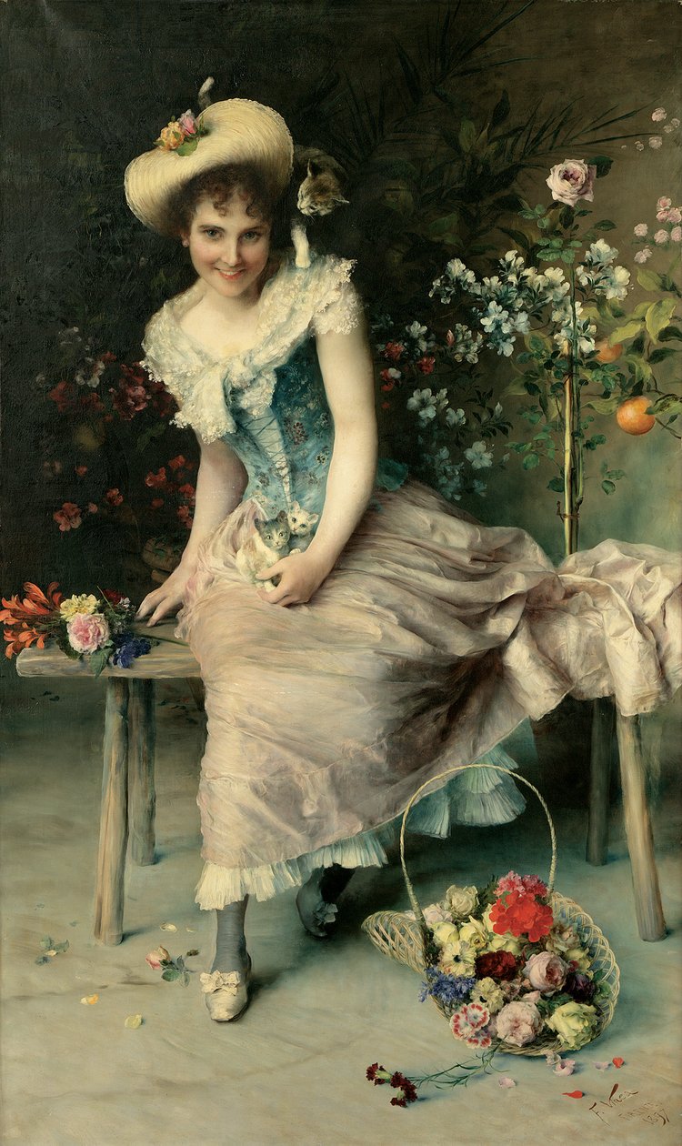 Skjønnhet på en hagebenk, 1897 av Francesco Vinea