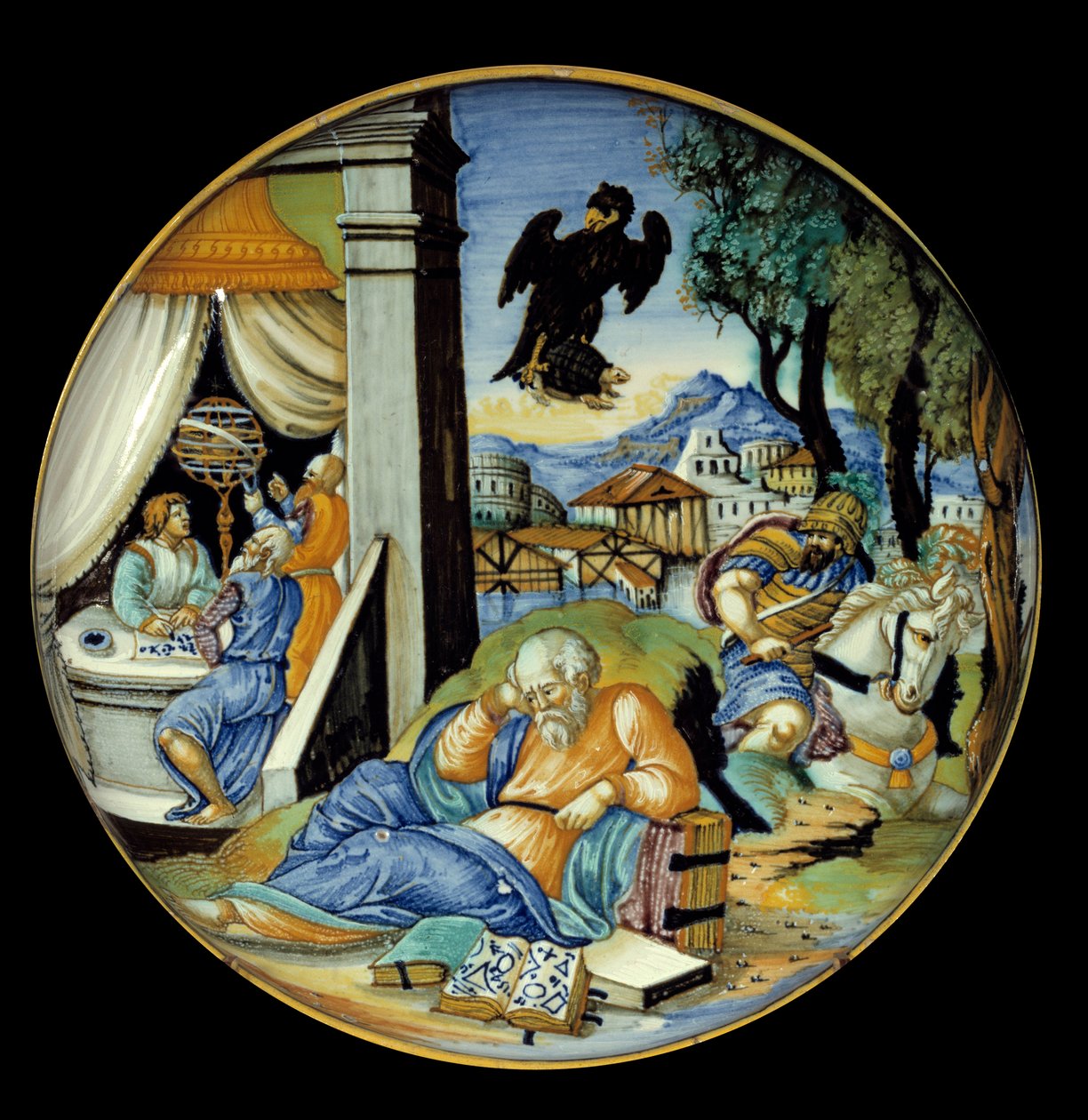 Kutt i lavt ben: Allegori om skjebne. Fajanse. Laget av Francesco Avelli Xanto (aktiv rundt 1530/1540) av Francesco Xanto Avelli