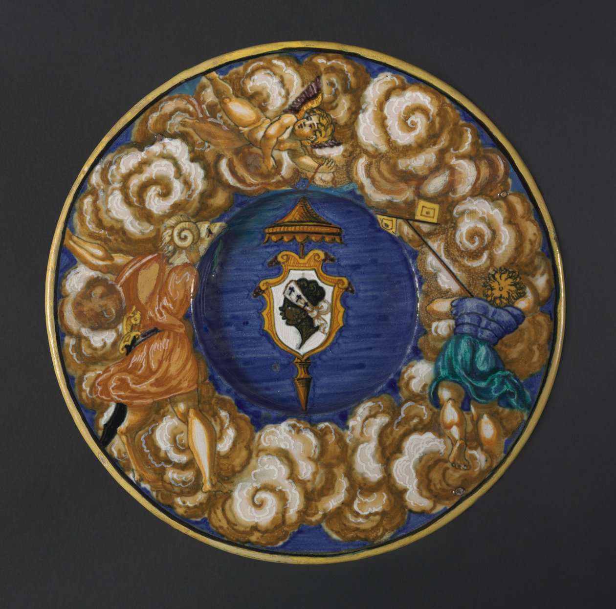 Tallerken med armene til Pucci-familien, 1532. av Francesco Xanto Avelli