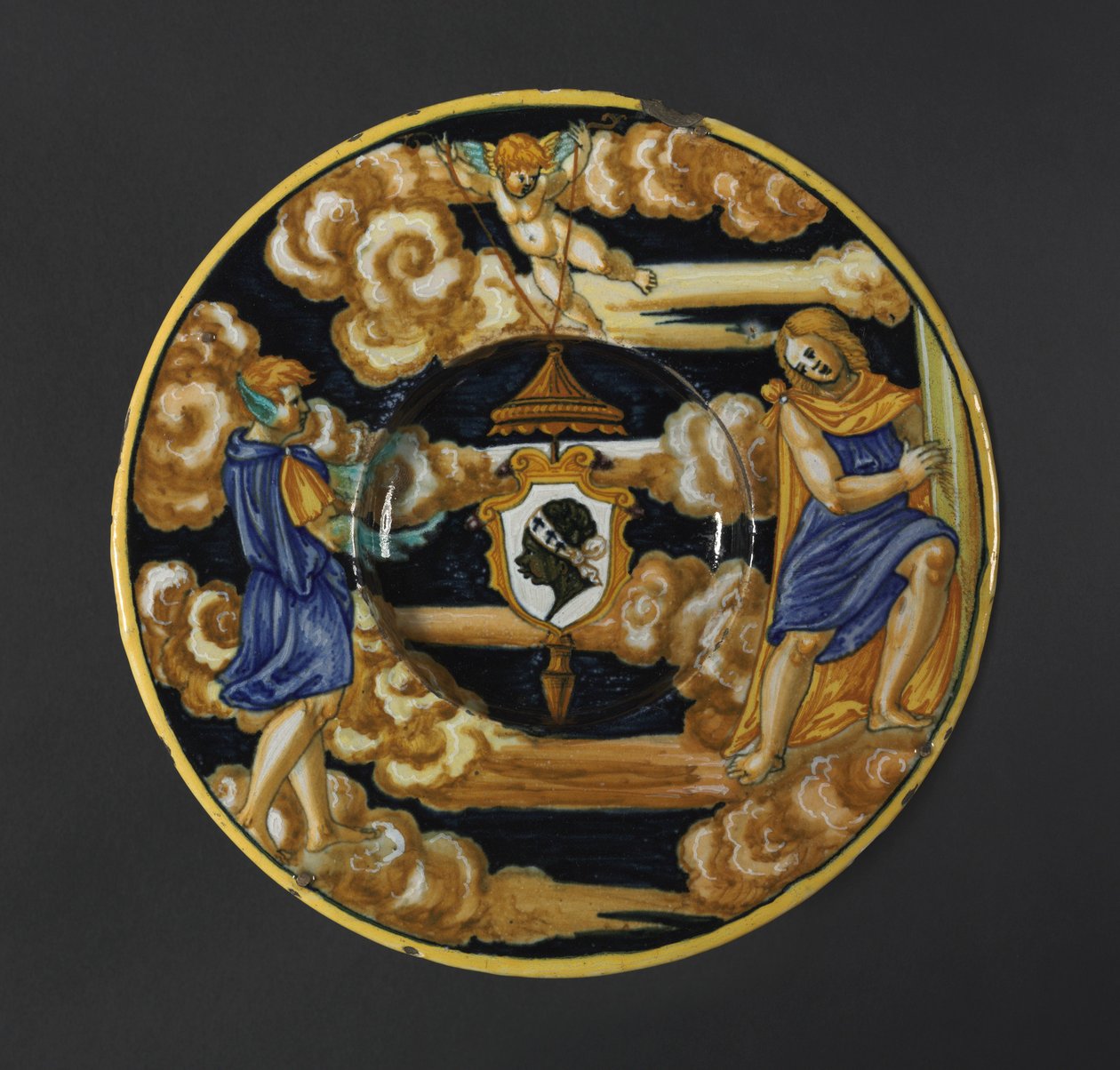 Tallerken med armene til Pucci-familien, 1532. av Francesco Xanto Avelli