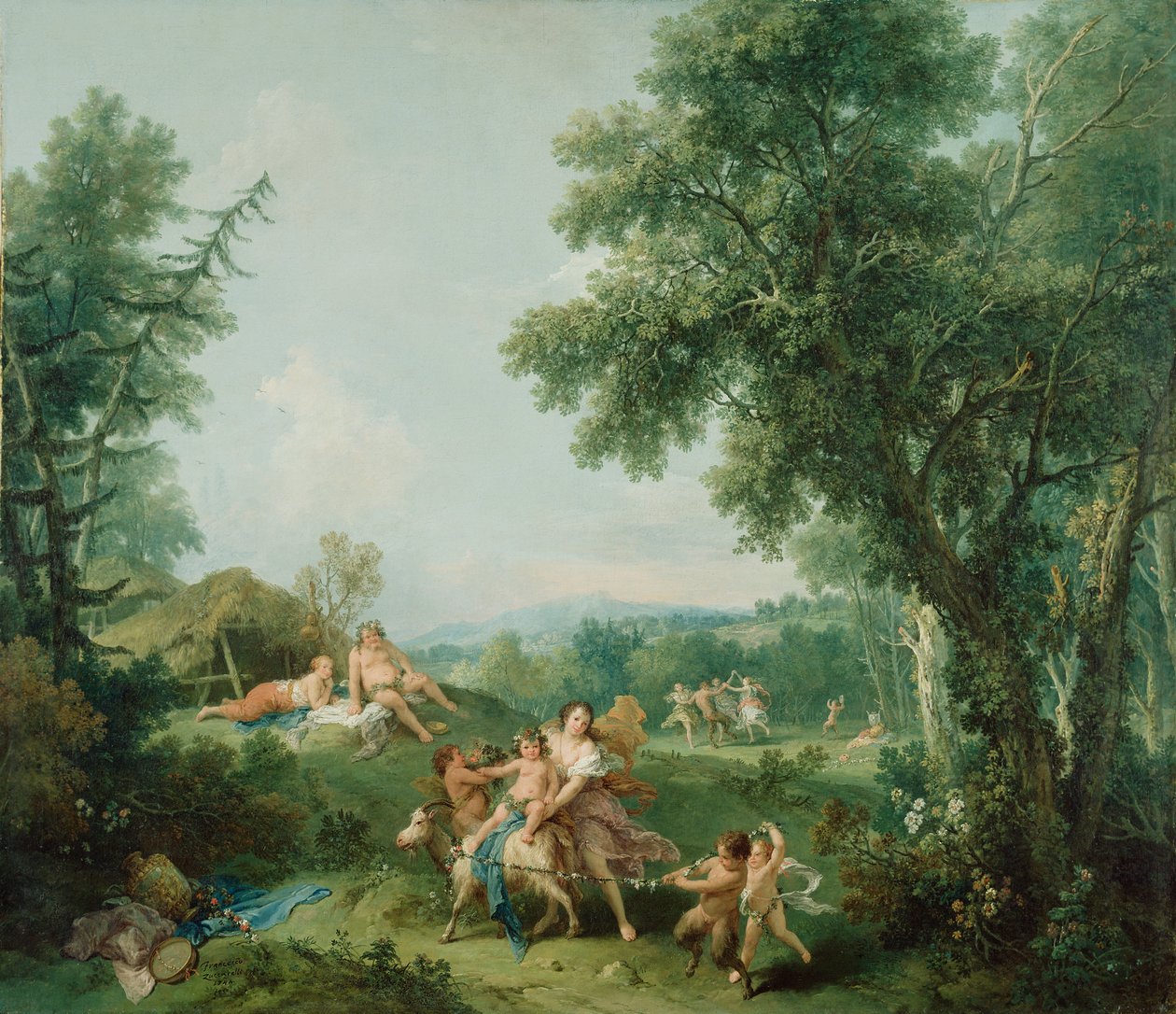 Landskap med utdanning av Bacchus, 1744 av Francesco Zuccarelli