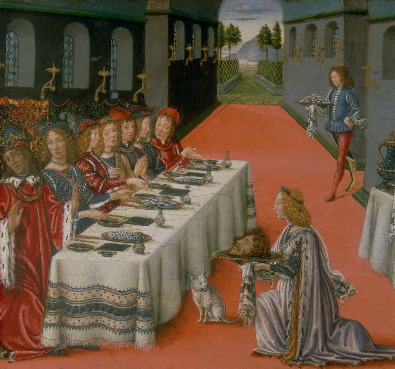 Herods bankett. Episode fra predellaen til Tabernaklet for det hellige sakrament av Francesco and Raffaello 1477 c.1520 Botticini