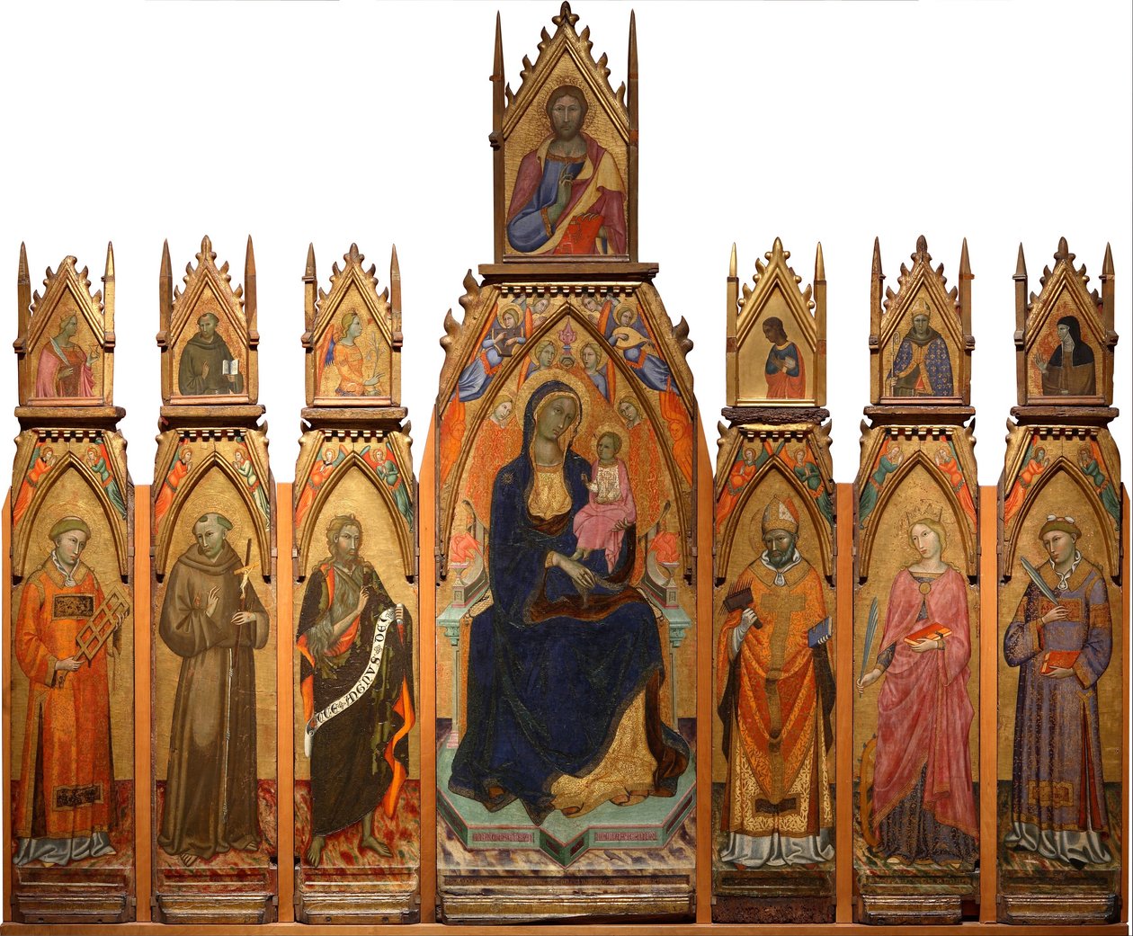 Madonna og barn. Kristus og de hellige av Francesco dAntonio da Ancona