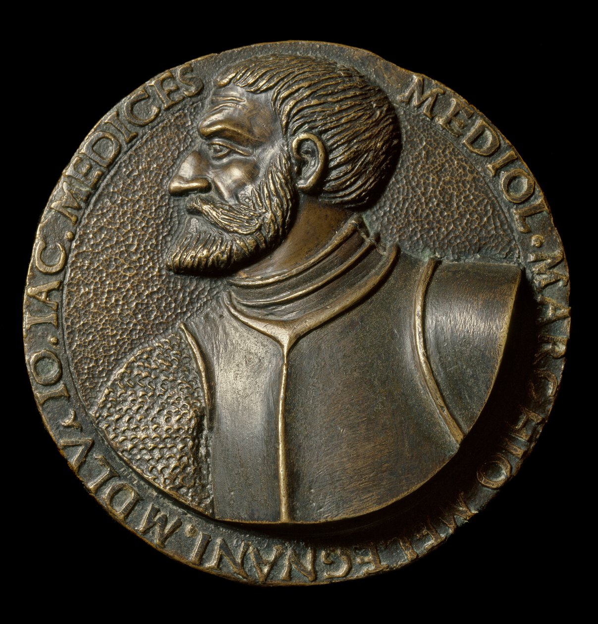 Byste av Gian Giacomo de Medici dit il Medeghino (1497-1556), italiensk Condottiero-medalje laget av Francesco da Sangallo dit il Margotta (1494-1576) Firenze, National Museum of the Bargello av Francesco da Sangallo