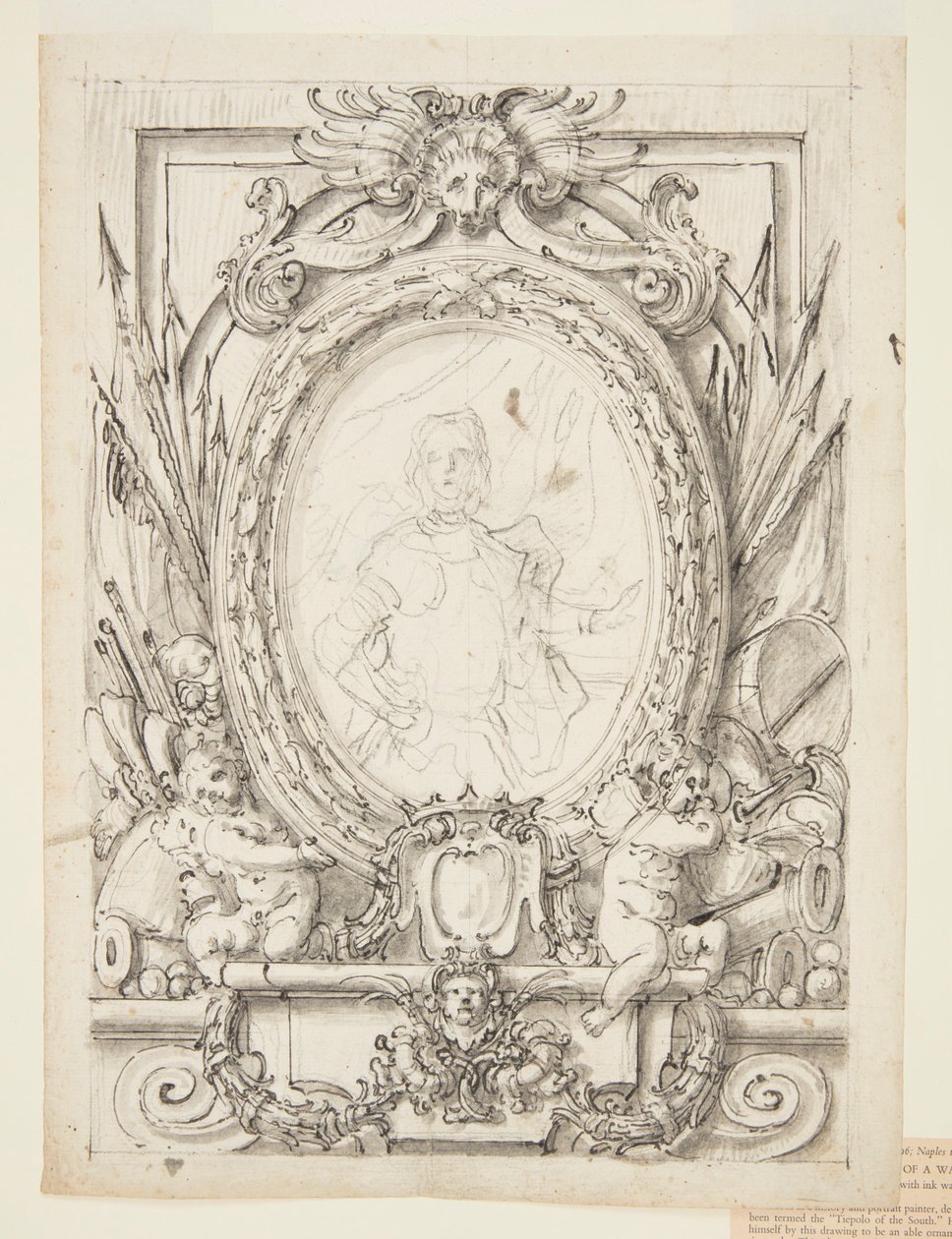 Design for et panel med portrett av en adelsmann av Francesco de Mura