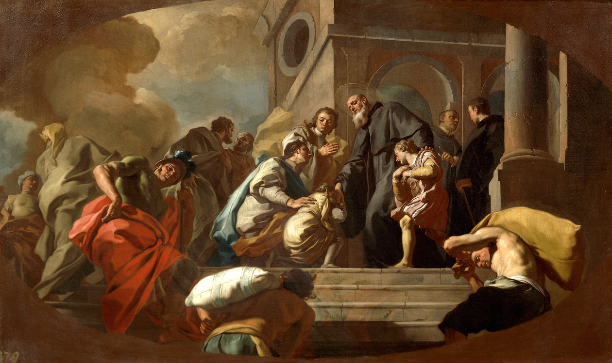 Drøm om St. Benedict av Francesco De Mura (1696-1782), detalj av Francesco de Mura