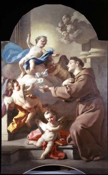 St. Antonius av Padua (en av et par, panel) av Francesco de Mura