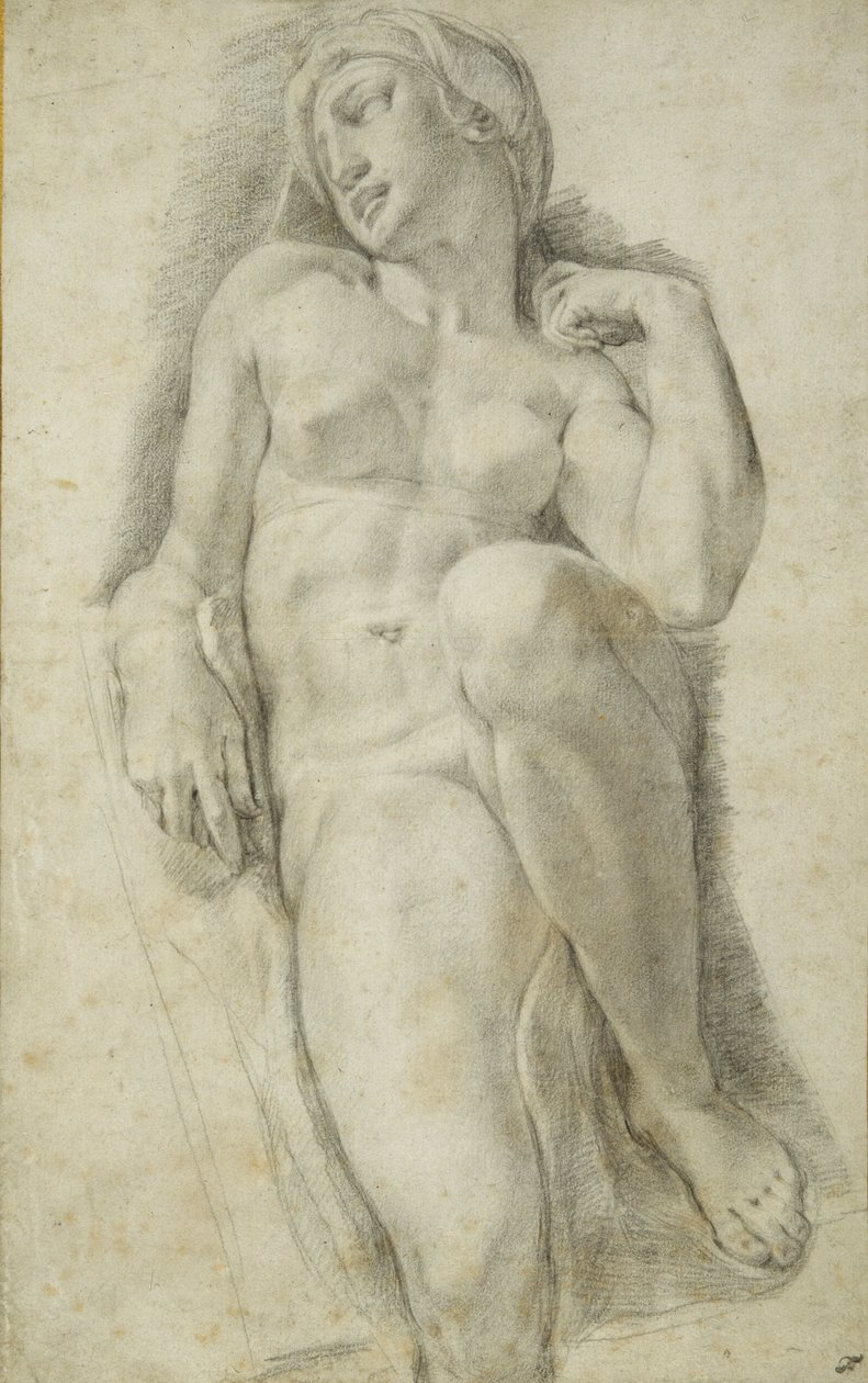 Aurora, etter Michelangelo Buonarroti (svart kritt på hvitt papir) av Francesco de Rossi Salviati Cecchino
