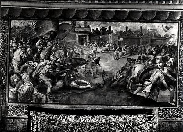 Charles V (1500-58) Against the Lutherans (fresco) (s/hv-bilde) av Francesco de Rossi Salviati Cecchino