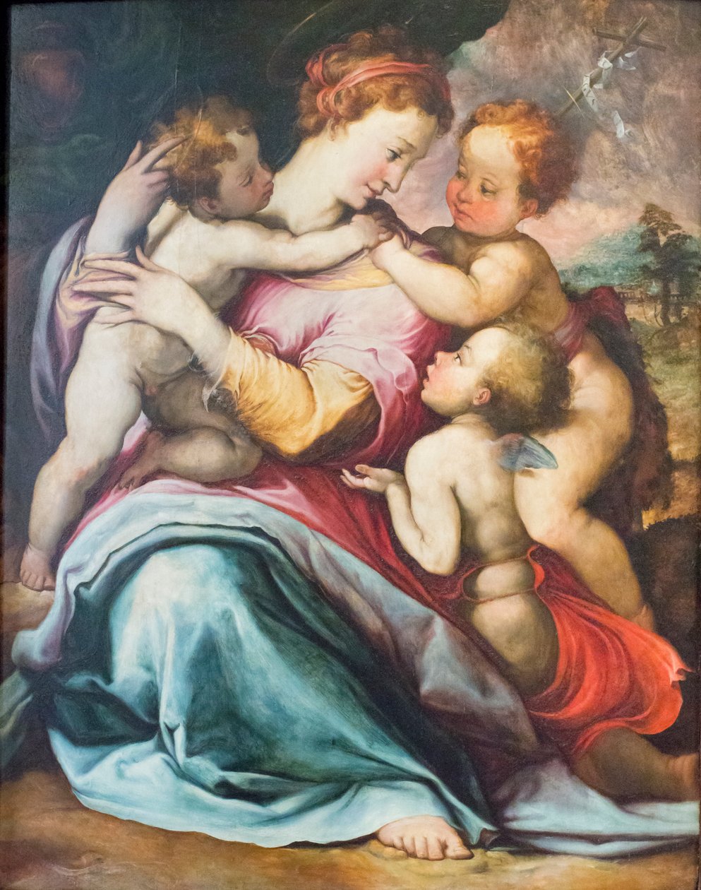 Madonna og barnet, den unge Johannes og en engel av Francesco de Rossi Salviati Cecchino