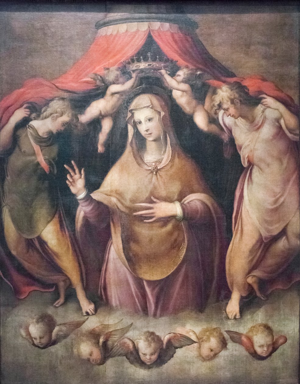 The Coronation of the Virgin (olje på lerret) av Francesco de Rossi Salviati Cecchino