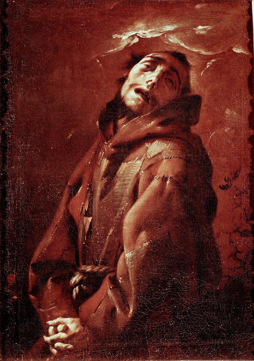 Saint Francois av Assisi i ekstase Maleri av Francesco del Cairo (1607-1665) 1600-tallet søn 74x53 cm Milano, Musei Civici del Castello Sforzesco av Francesco del Cairo