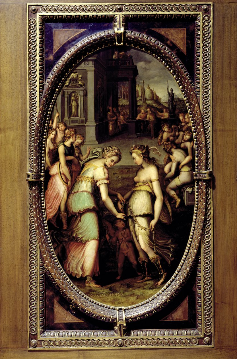 Juno låner girdle of Venus, 1572 (olje på skifer) av Francesco del Coscia