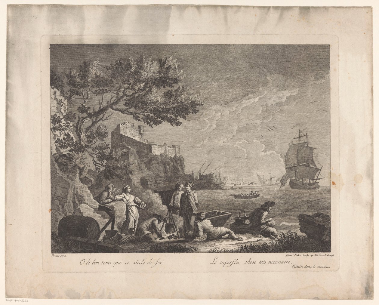 Figurer ved sjøen Landskap med fiskere (serietittel) av Francesco del Pedro