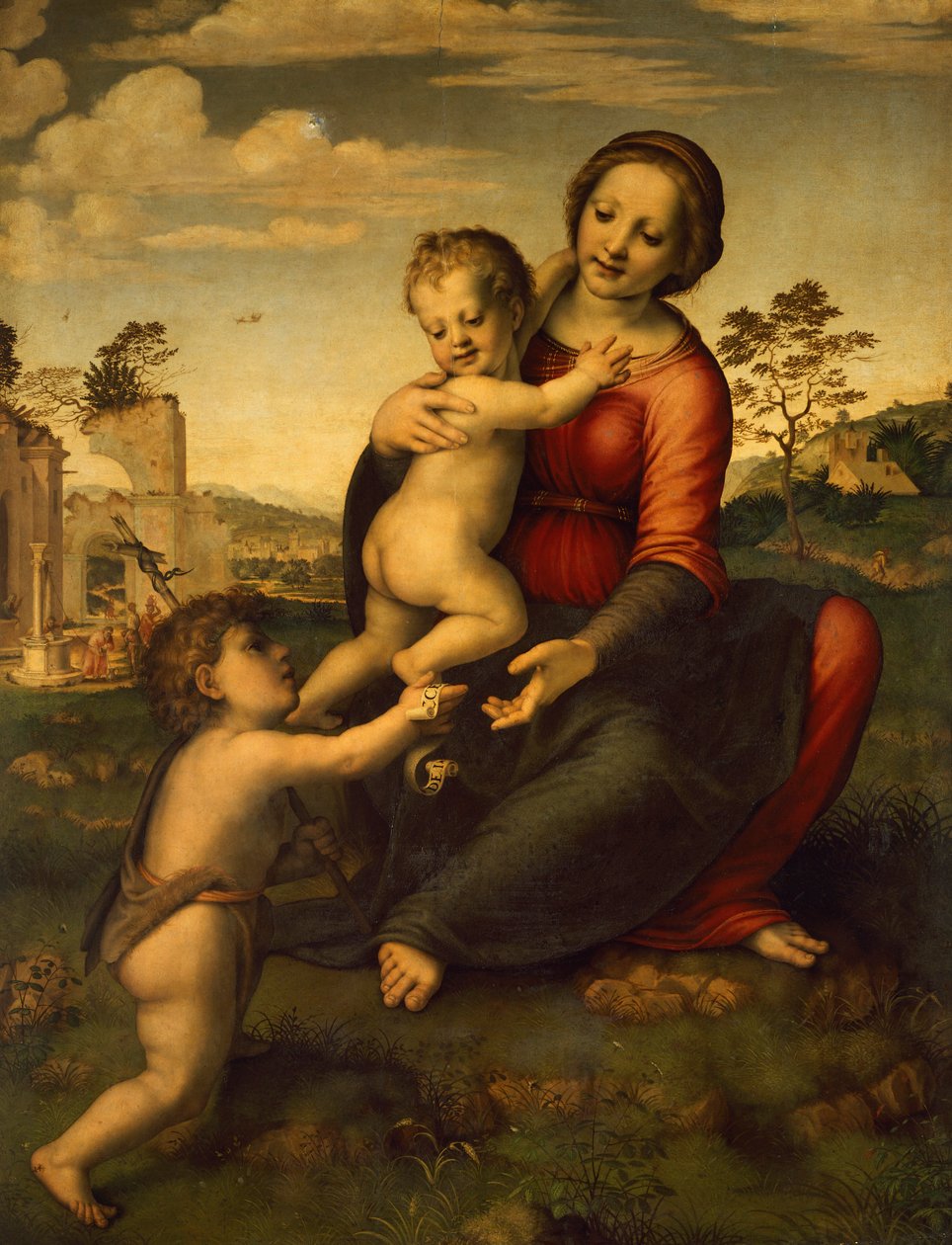Vår Frue av brønnen, rundt 1517, av Franciabigio (1482-1525), tempera på tre av Francesco di Cristofano Franciabigio