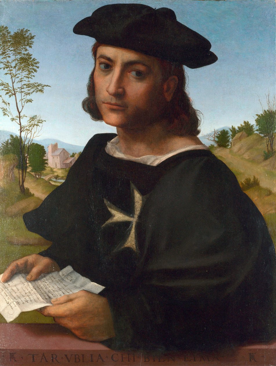 Portrett av en ridder av Rhodos - av Francesco di Cristofano dit Franciabigio (Marcantonio Franciabigio ou Francia Bigio) (1482-1525) Olje på tre 1514 National Gallery, London 60,3x45,7 av Francesco di Cristofano Franciabigio