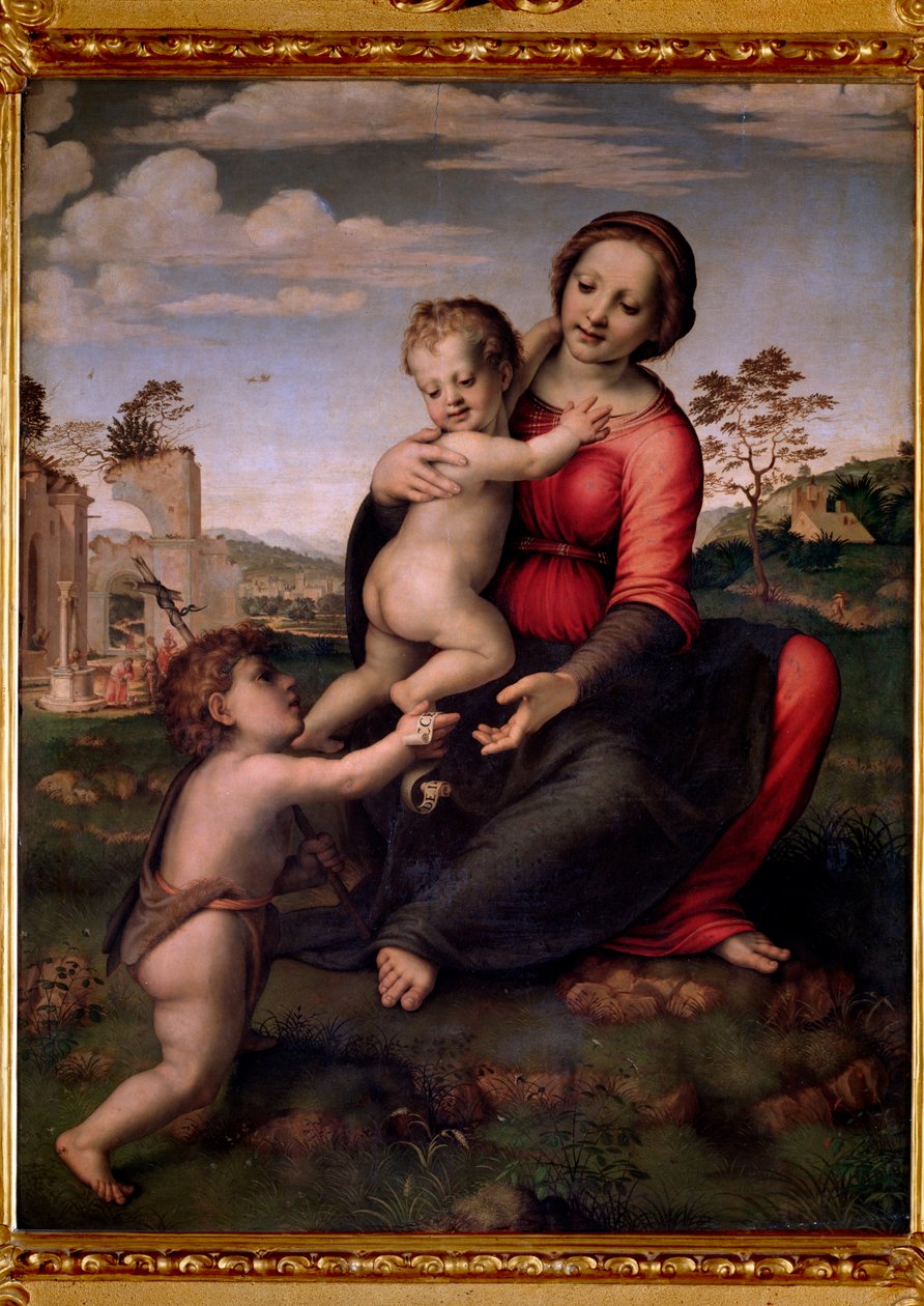 Jomfru med barn og helgen Johannes Baptist (maleri av Francesco di Cristofano Franciabigio
