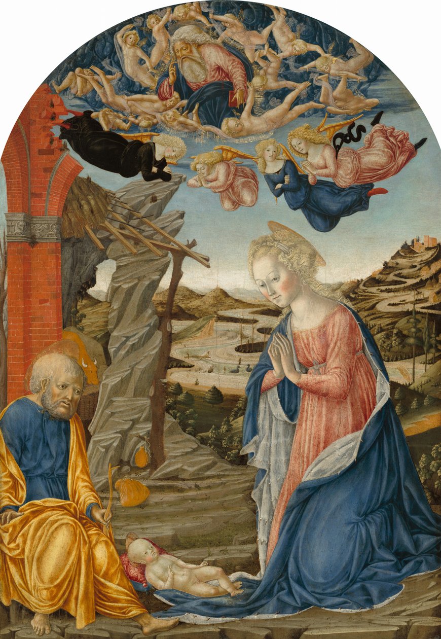 Fødselen, med Gud Faderen omgitt av engler og kjeruber av Francesco di Giorgio Martini