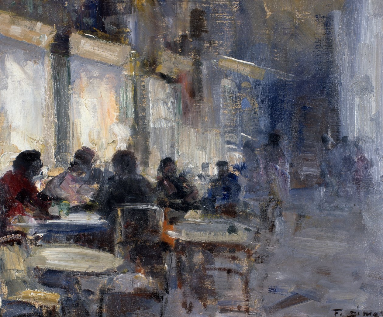 Schmidt kafé om natten, av Francesco di Marino (1892-1954) av Francesco di Marino