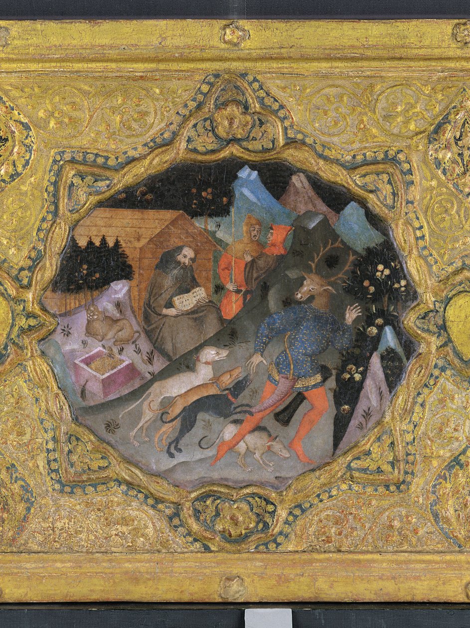 Detalj fra The Story of Diana and Actaeon, med Saint Jerome: et kassonepanel av Francesco di Michele