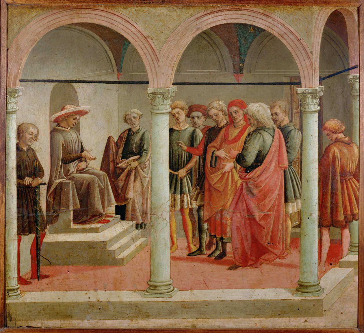 Tribunalscene (tempera på tre) av Francesco di Stefano Pesellino