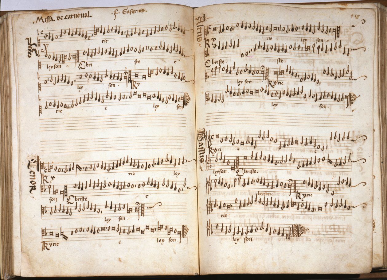 Karnevalsmesse i "Liber Capella" av Franchini (Franchino) Gaffurio (Franchinus Gaffurius) (1451-1522). bind III av Franchini Gaffurio