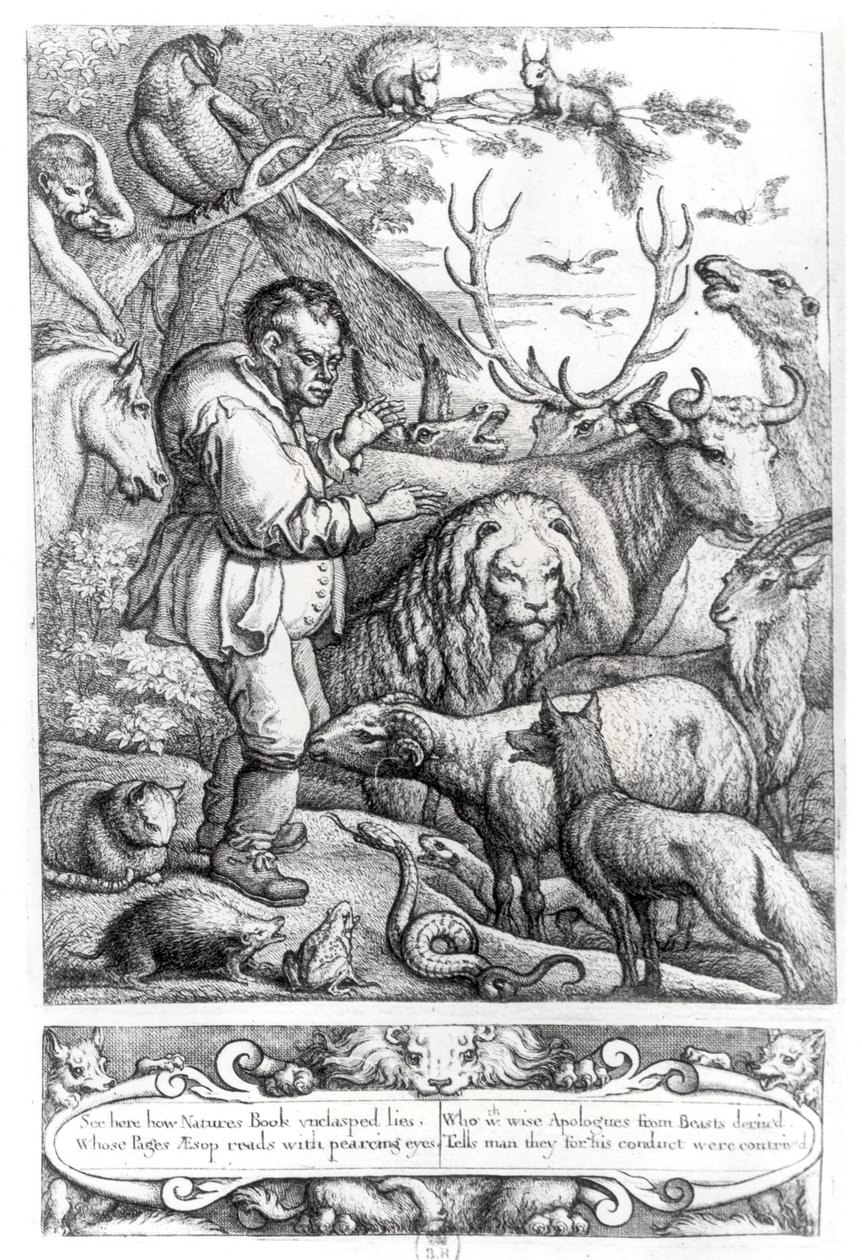 Illustrasjon fra introduksjonen til Aesops fabler, 1666 av Francis Barlow
