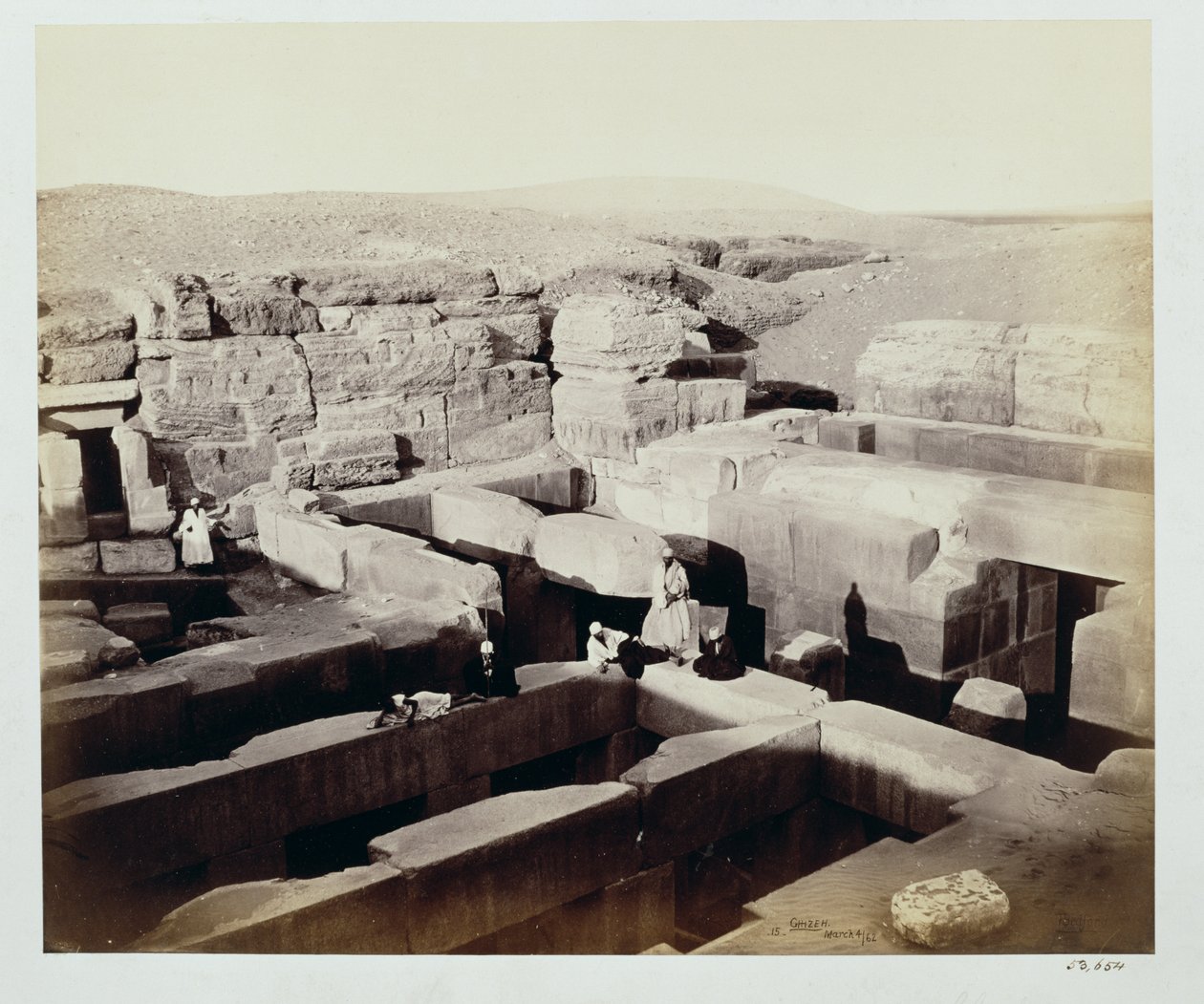 Et utgravd tempel ved foten av Sfinxen, 4. mars 1862 av Francis Bedford