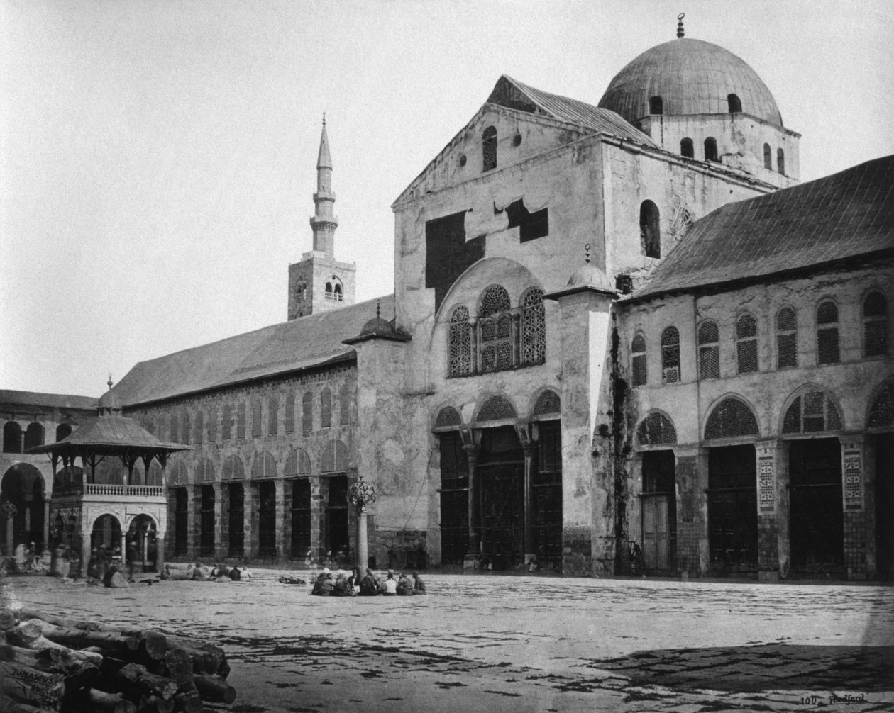 Utvendig utsikt over bønnehallen, Umayyad-moskeen, Damaskus, Syria, 1862 av Francis Bedford