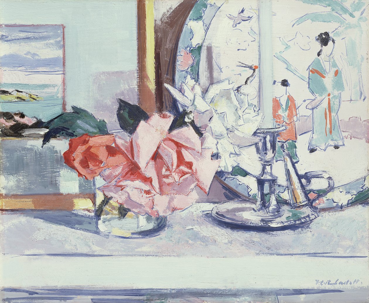Et stilleben - Roses (Iona) av Francis Campbell Boileau Cadell