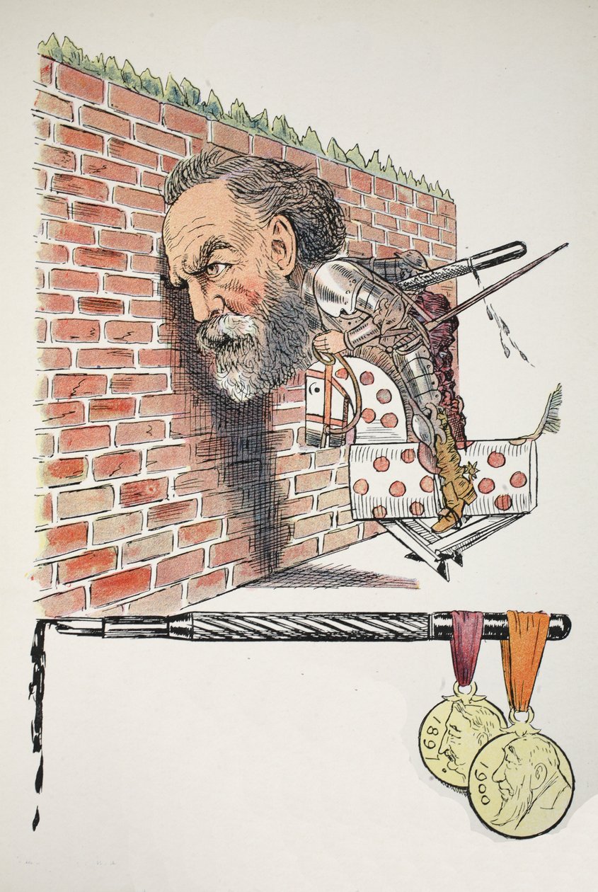 A Pushing Q, illustrasjon fra The Struwwelpeter Alphabet, vers av Harold Begbie (1871–1929) av Francis Carruthers Gould