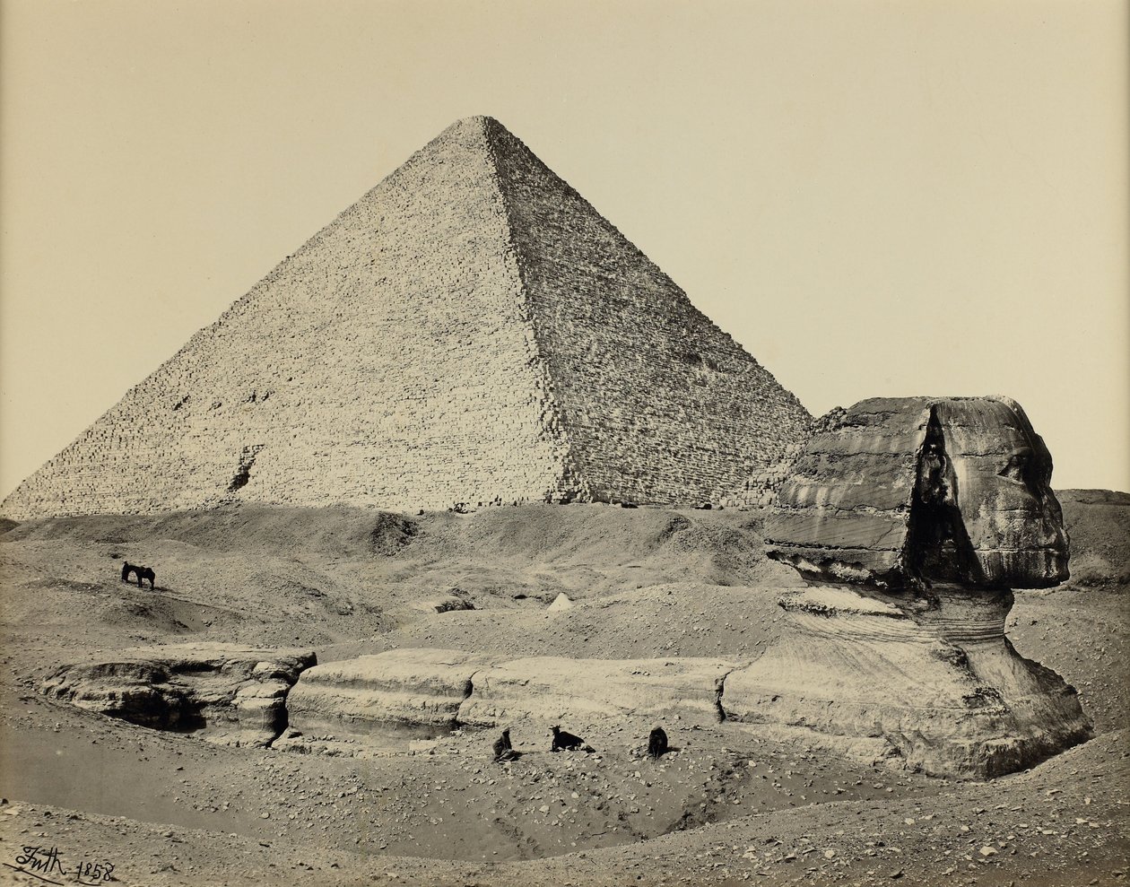 Den store pyramiden og den store sfinxen, Egypt av Francis Frith