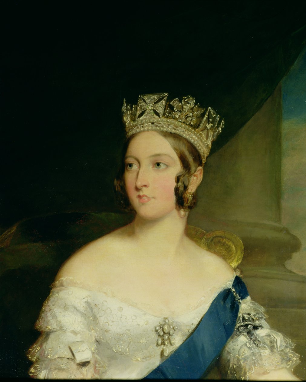 Portrett av dronning Victoria, 1843 (detalj av 27150) av Francis Grant