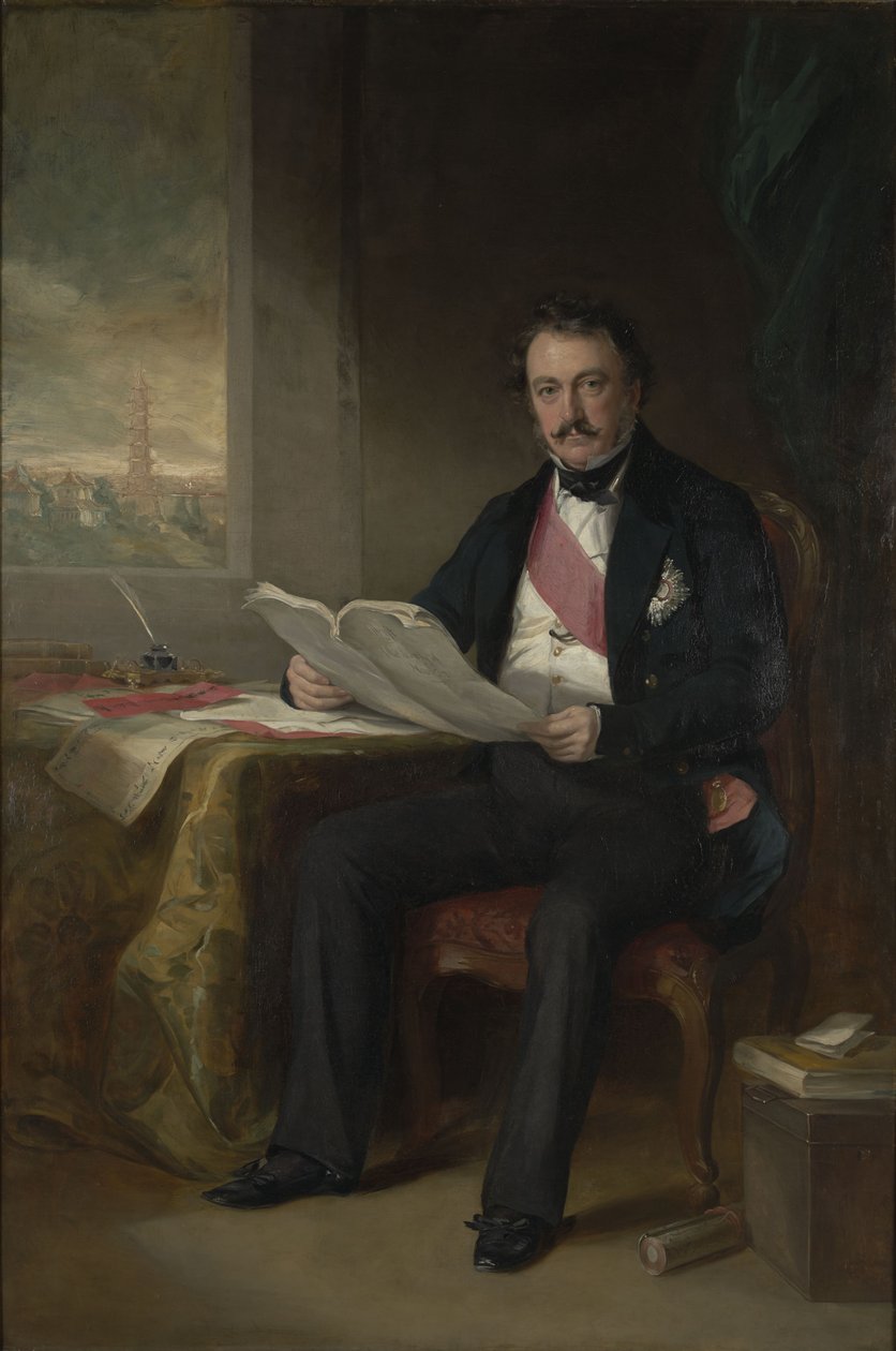 Portrett av Sir Henry Pottinger, 1. baronett, guvernør i Hong Kong (1789-1856) av Francis Grant