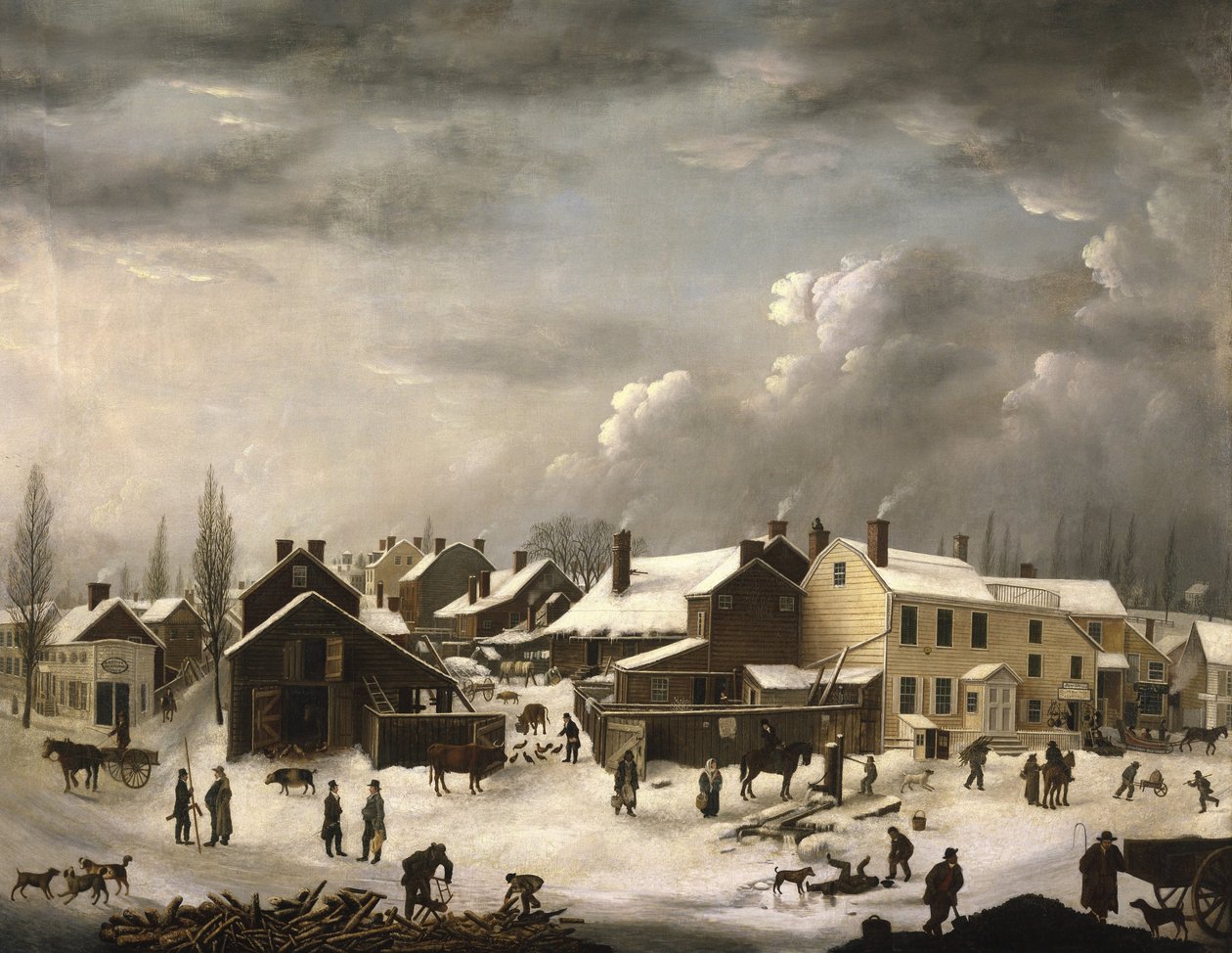 Vinterscene i Brooklyn av Francis Guy
