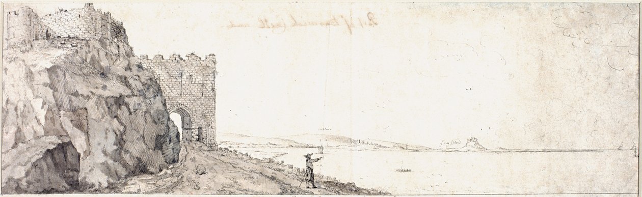 Gateway, Bamburgh Castle (blekk på papir) av Francis Place