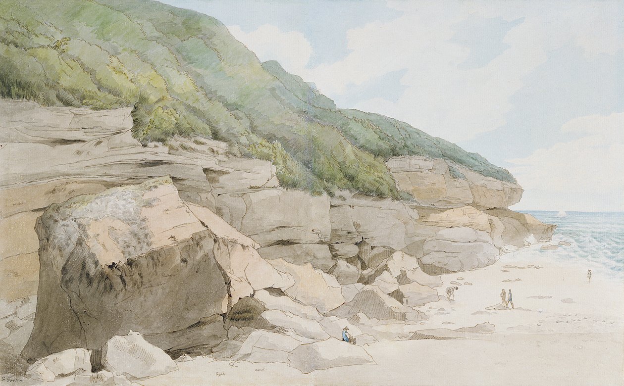 Strandscene, Exmouth av Francis Towne