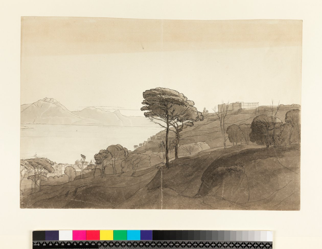 No.1621 Utsikt over Napolibukten og Lactarius-fjellet, 1781 (wc, blekk og vask på papir) av Francis Towne